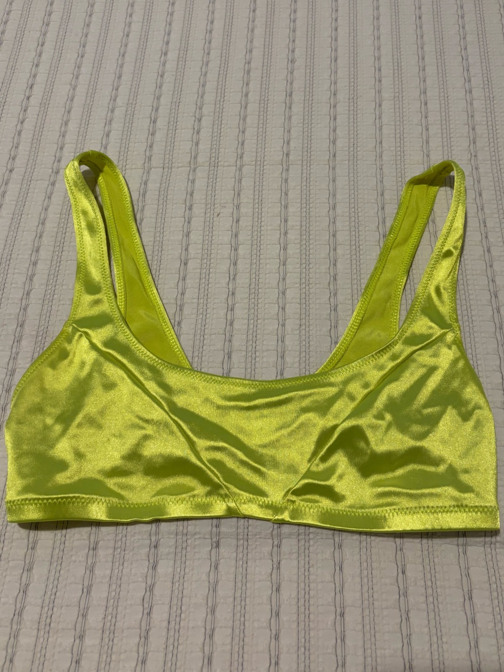 Urban Outfitter’s Satin Scoop Neck Bralette - Neon Lime